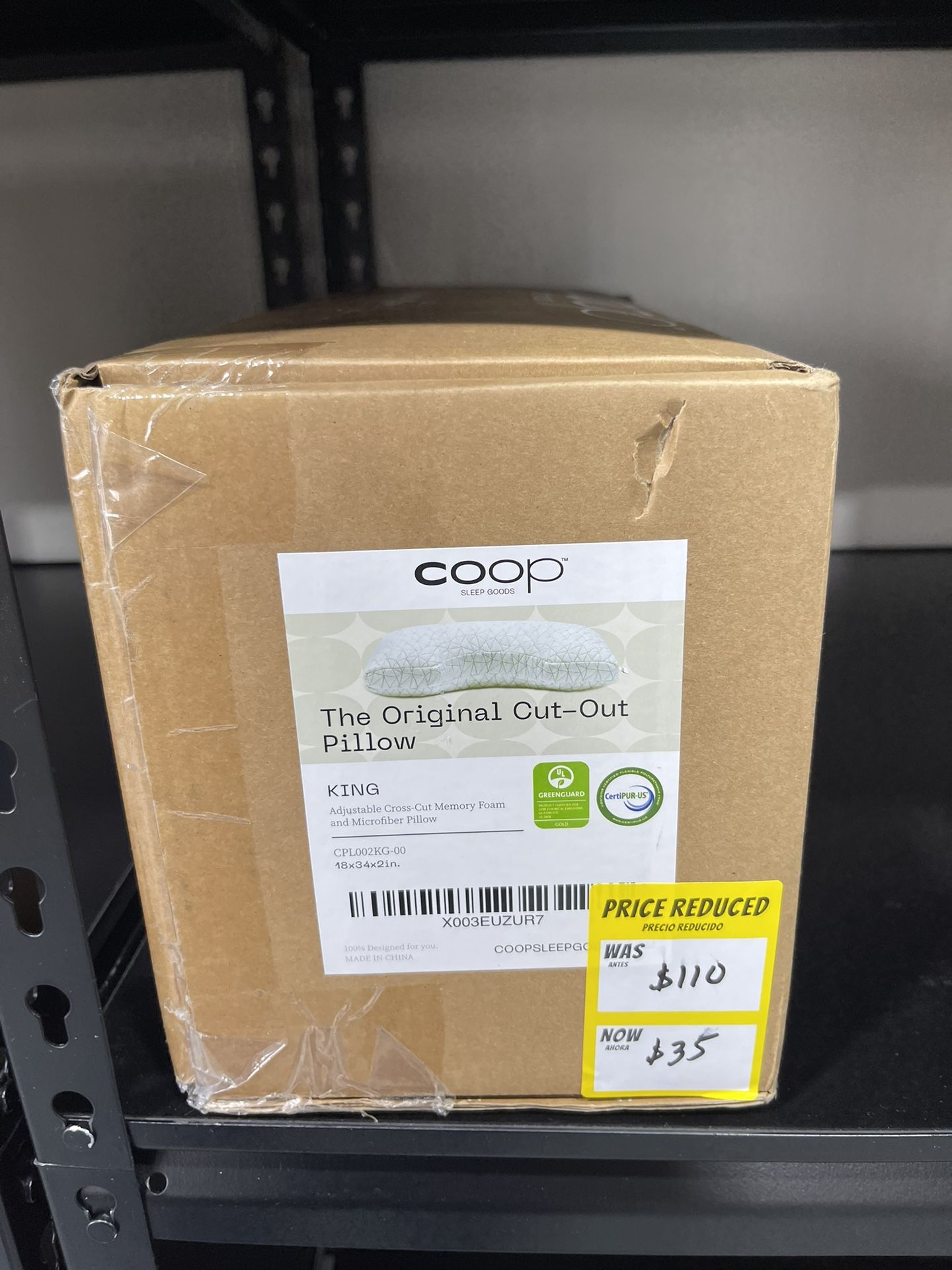 Coop Home Goods The Original Cut-Out Adjustable Pillow, King Size Bed Pillows for Neck & Head Support, Memory Foam Pillows - Medium Firm for Side Slee