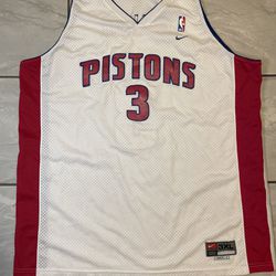 VTG Nike Team Detroit Pistons BEN WALLACE #3 NBA Jersey White/Red Size 3XL + 2