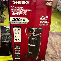 Husky 20 Gal. 200 PSI Oil Free Portable Vertical Electric Air Compressor