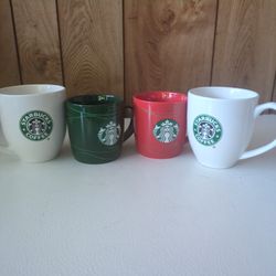 Lot of 4 Starbucks Coffee Mugs Cups