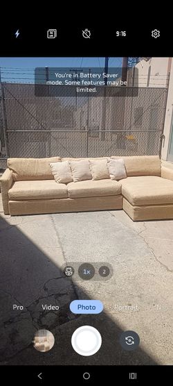 Beige Fabric L-Shaped Sectional Sofa