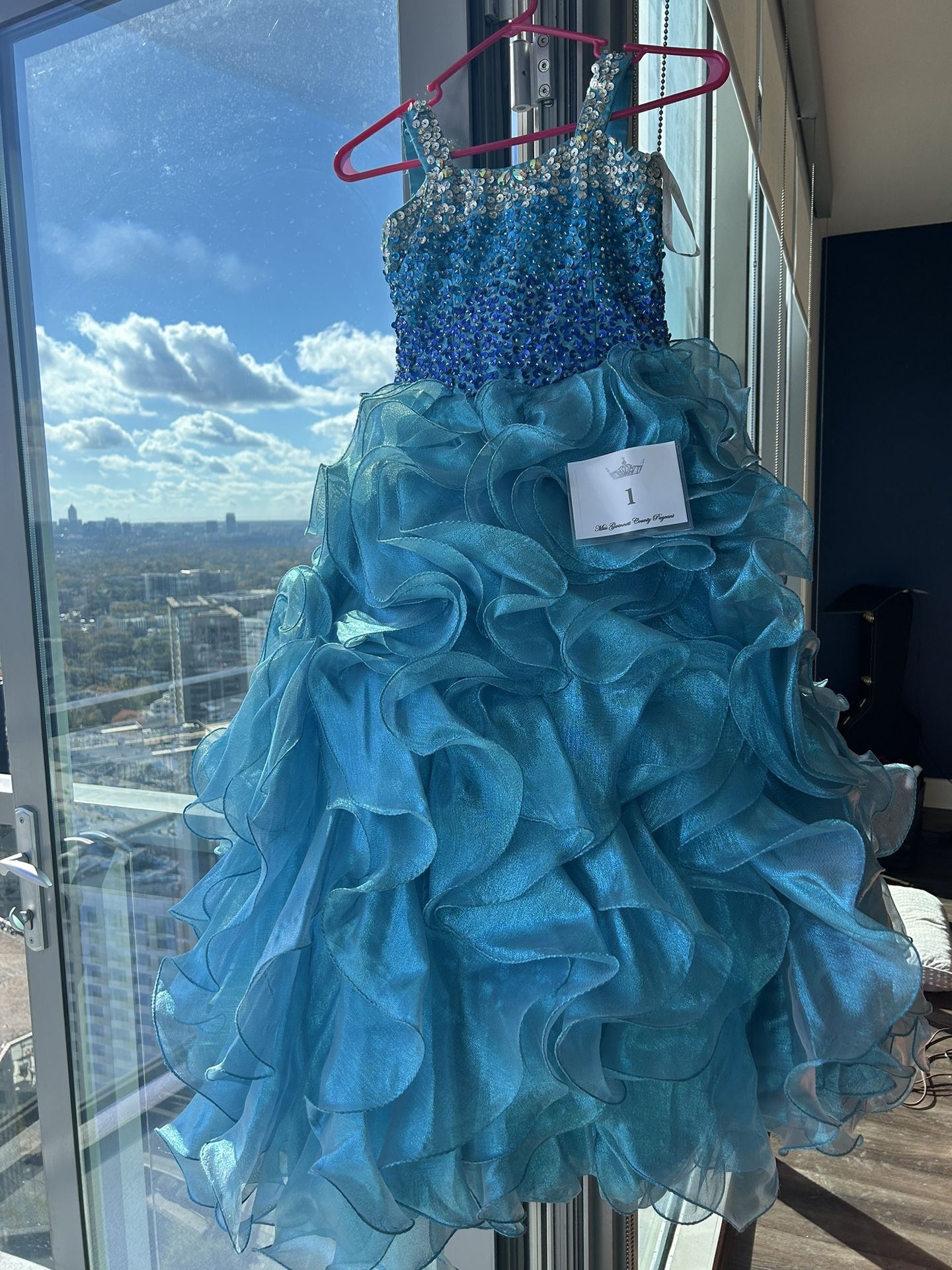 Beautiful Teal Tiffany Pageant Dress