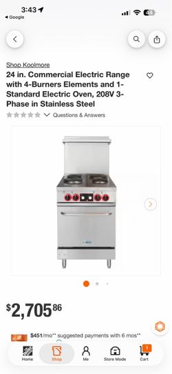 Koolmore 24in Commercial Electric Range 4-Burner