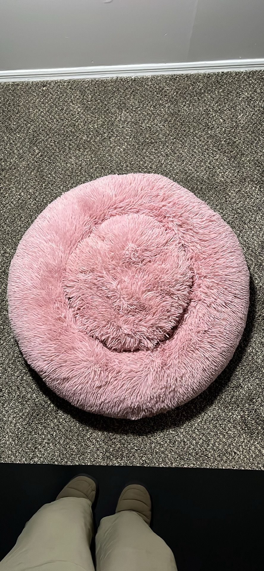 Pink Fur Donut Shaped Pet  Bed