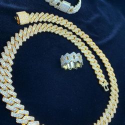 New COMBO Chain, Bracelet and Ring 14k Gold Plated Doesn't Loses Color 