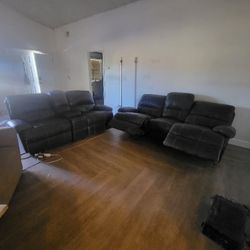 Leather Couch Recliner Combo