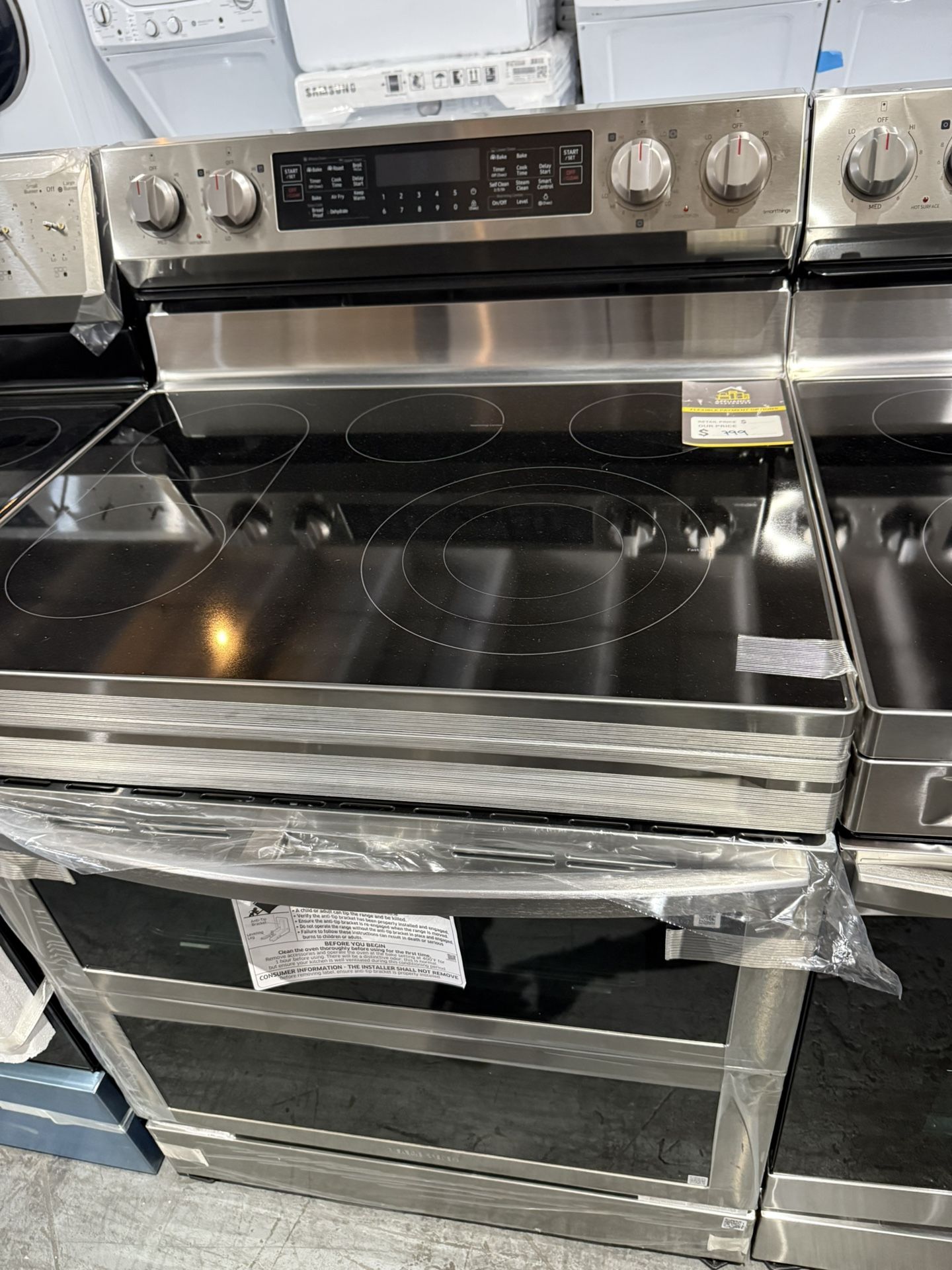 30 in. 5-Burner Element Smart Freestanding Double Oven Electric Range in Stainless Steel 