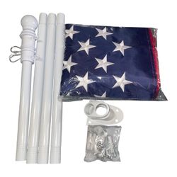 Brand New Embroidered US Flag (3ftx5ft) and Flagpole (5ft)