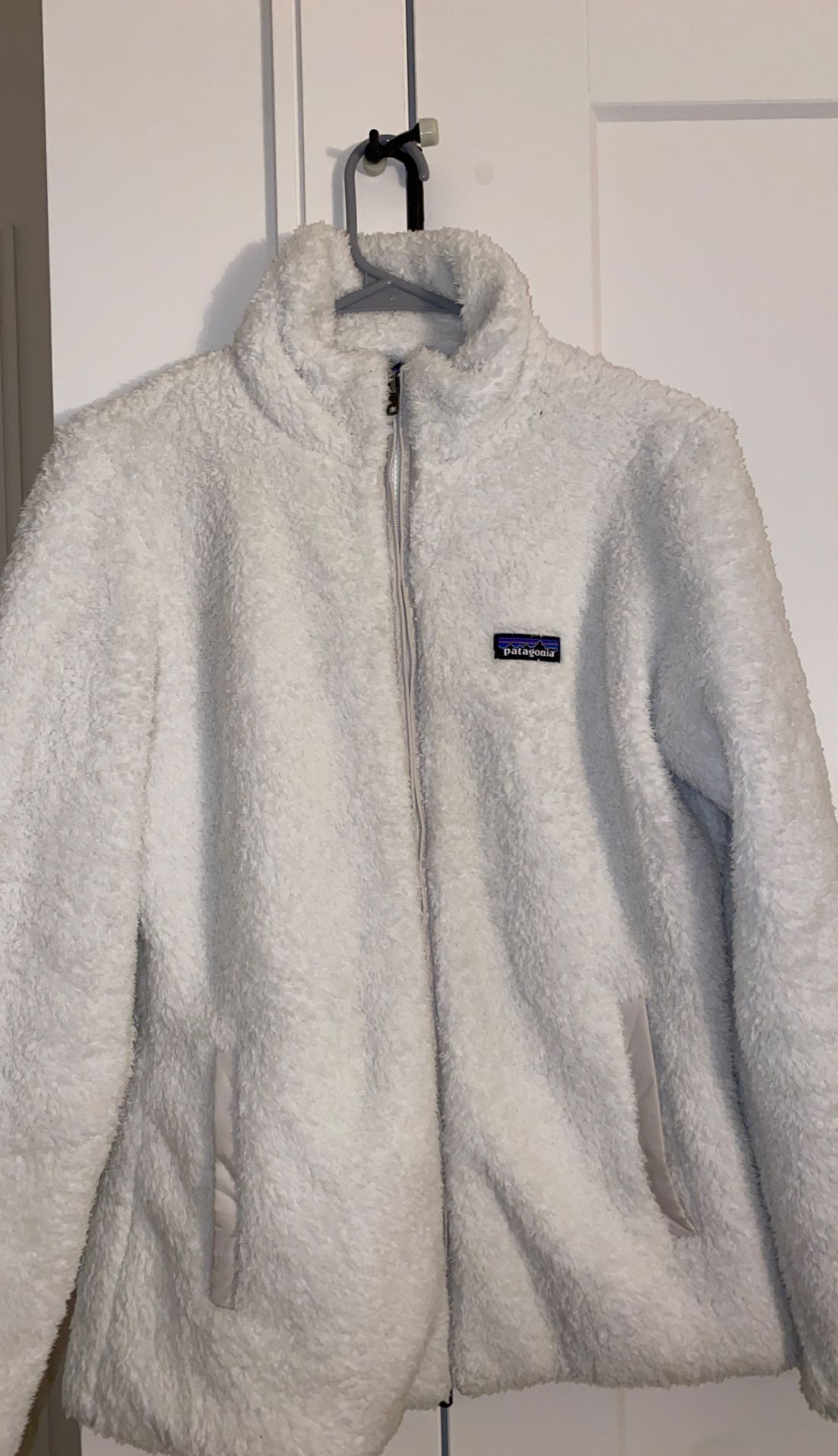 Patagonia White Fluffy Zip Up Jacket