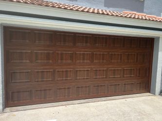 New Wood Finish Steel 2 Car Garage Door + FREE Install