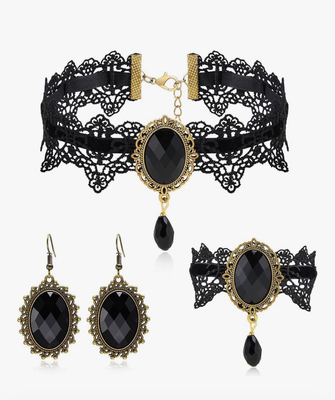 Gothic Choker Necklace Jewelry Set