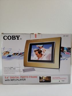 Coby 5.6" Digital Photo Frame with MP3 Player DP-557 ,( Open Box ) , New