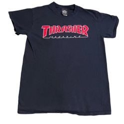 Thrasher Shirt Boys Small Black Magazine Graphic San Francisco Lightweight Tee