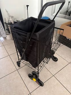 Folding Shopping Cart with Liner and Wheels