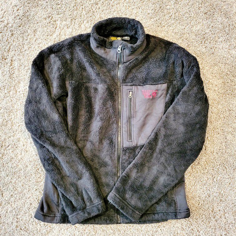 Mountain Hardwear Black With Pink Logo Fleece Jacket Size Medium 