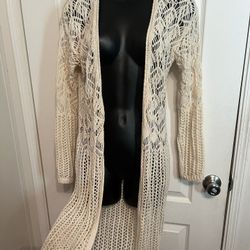 boho Vintage Long Maxi Knitted Crochet Cardigan 🤍 (boho Theme/knitted Cardigan/tribal  Theme/ Summer Cardigan)
