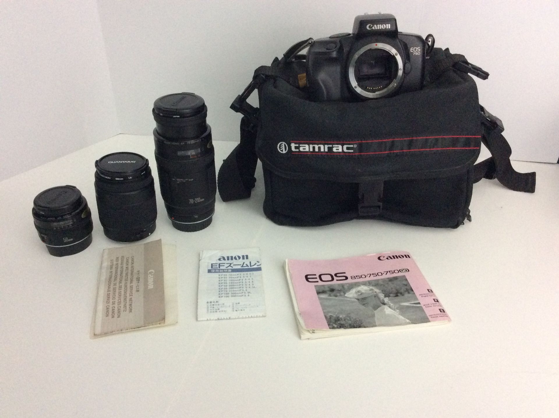 CANON Film Camera EOS 750 with 3 Lenses Bundle zoom lens Camera Bag