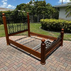 Intricate Metal/wood Queen Bed frame 