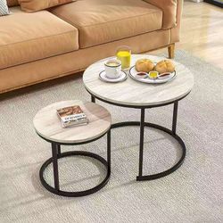 HOJINLINERO Round Coffee Table,Nesting Coffee Table Set of2,Center Tables for Living
Room,Office
