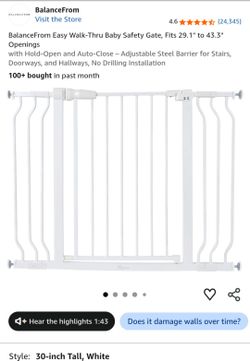 Brand new still in original box - 30 in tall walk through opening baby dog pet gate