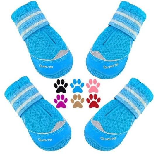 QUMY 4PCS Dog Shoes for Hot Pavement, Medium Large Dog Boots & Paw Protectors Size 3
