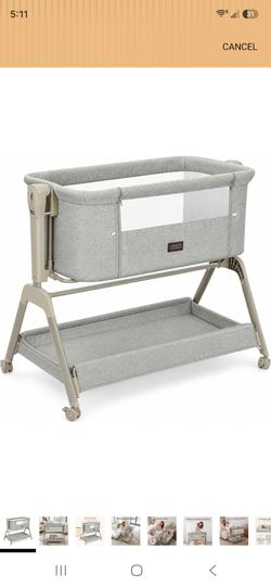 Baby Bassinet Bedside Crib, 3-in-1 Rocking Bassinet Bedside Sleeper
Comfy Mattress and Wheels, 6-Height Adjustable, Stable and Secure Crib for Newborn