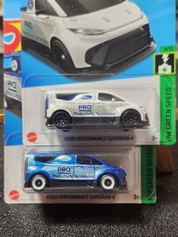2 Hot Wheels Ford Performance Supervans (First Edition & First Edition re-color)