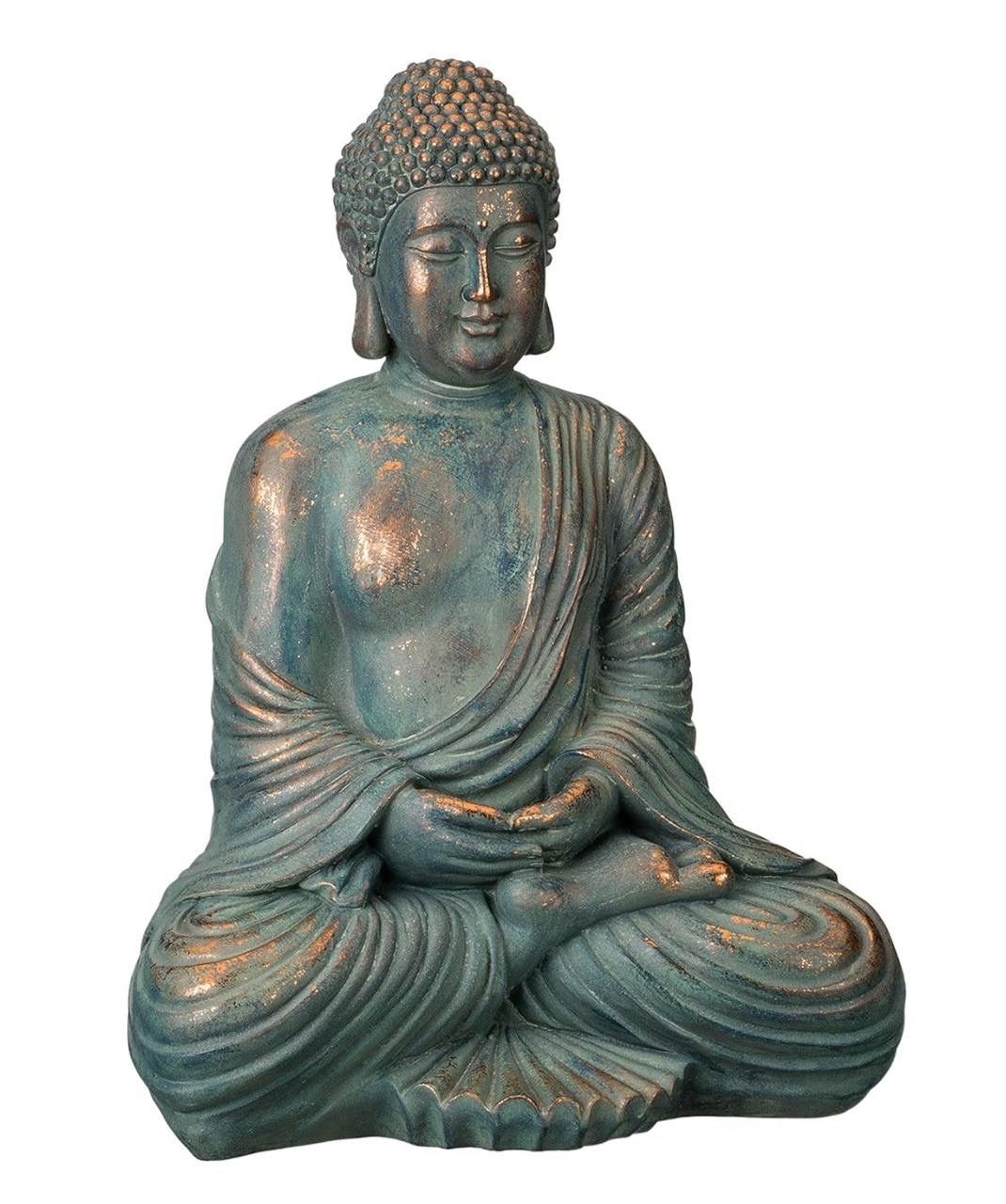 Gift Patina Buddha Statue, 16", Copper Patina