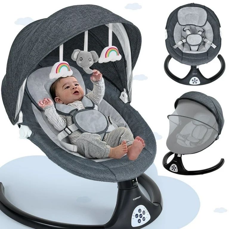 Baby Swing for Infants, Caveen Electric Bluetooth Baby Rocker, 5 Swing Speeds, 3 Seat Positions
