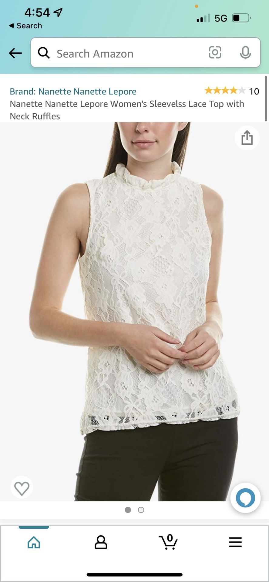 Nanette Nanette Lepore Women's Sleevelss Lace Top with Neck Ruffles