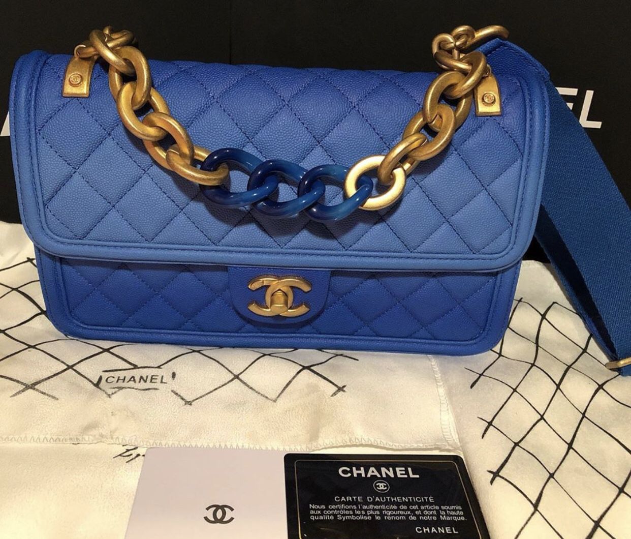 Authentic ocean blue Chanel purse