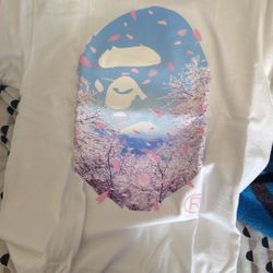 Authentic Bathing Ape Sakura Cherry Blossom Graphic White Men's Cotton Jersey T-Shirt