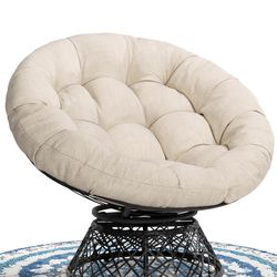 Papasan Outdoor & Indoor Chair - Black Frame and Sand (Light Brown) Cushion