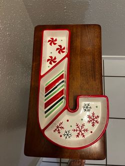Bella Casa Ceramic Divided Christmas Serving Tray