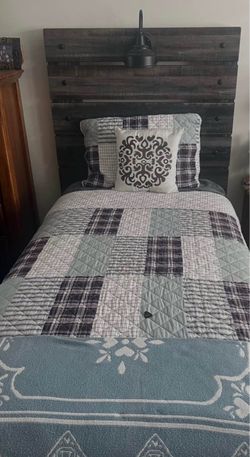 Rustic Wood Headboard with Built-In Sconce