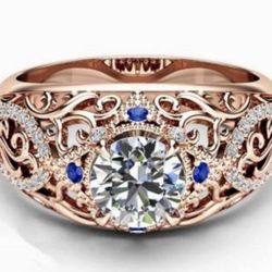 *SALE* Rose Gold Deco Created Sapphire Ring *See My Other 800 Items *