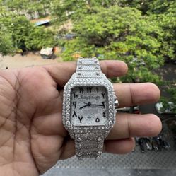 Custom Square fully Iced Out VVS Moissanite diamond Watch for Men Stainless Case