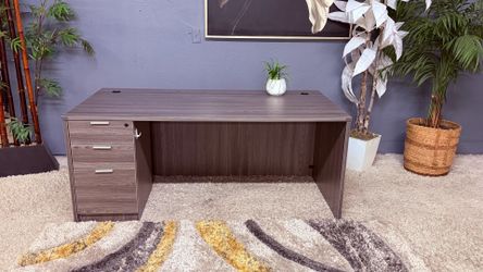 Grey Commercial Quality Large Office Desk With Drawers