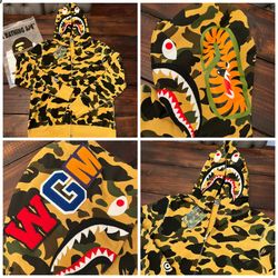 BAPE 1st Camo Shark Full Zip Hoodie Yellow