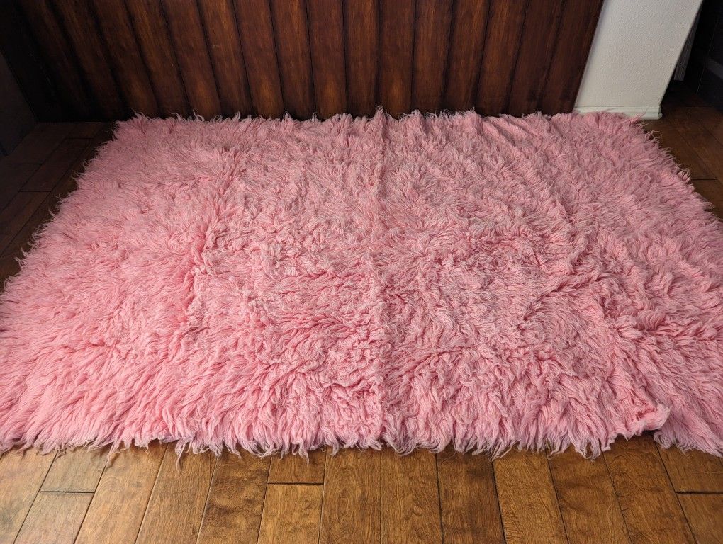 Wool Rug 5'x8' Pottery Barn PB Teen Light Pink Flokati Rug