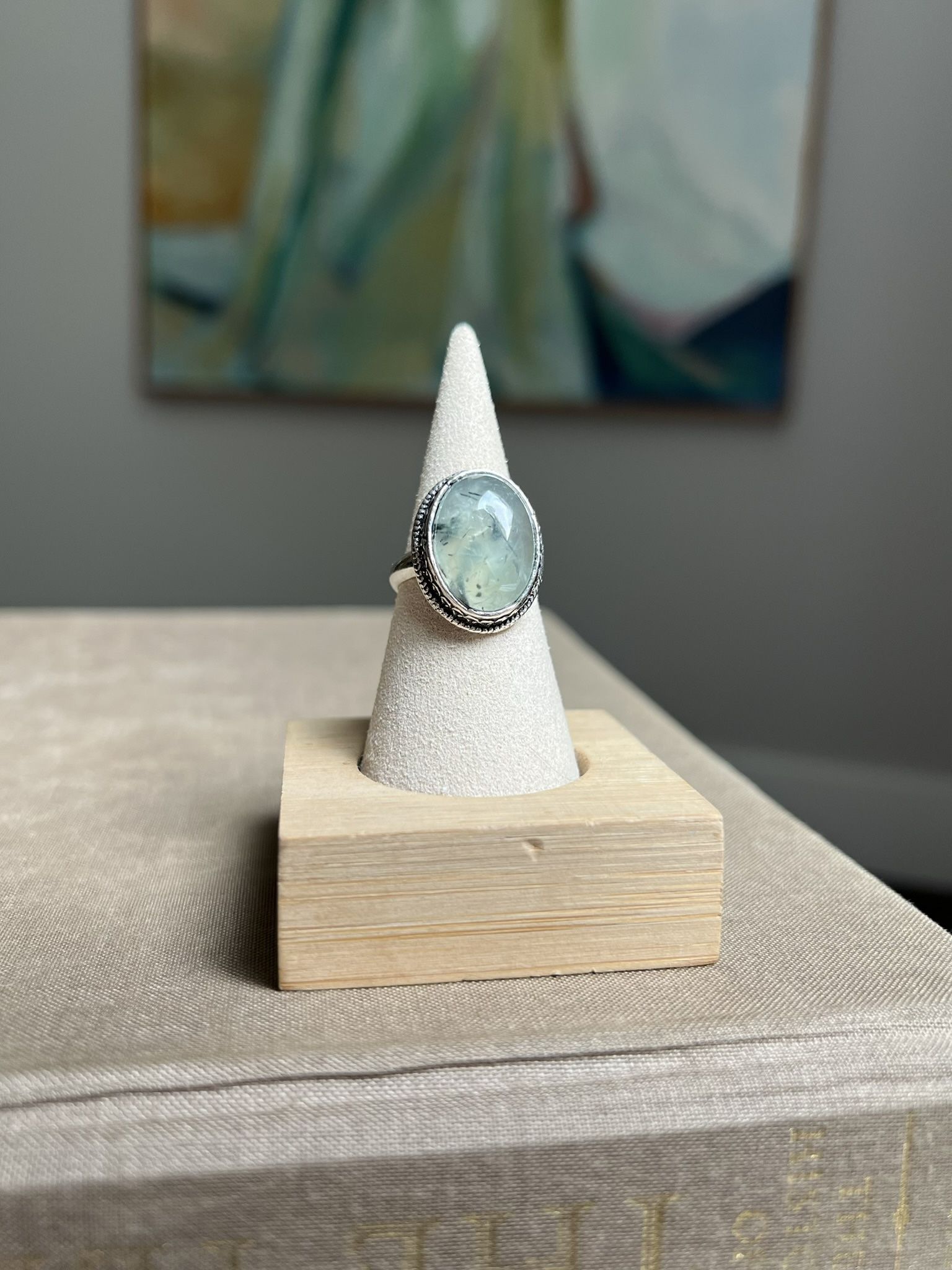 Moss Agate Adjustable Gemstone Ring ( firm on price )