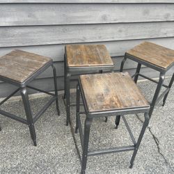 Pottery Barn Stools Set - Galvanized Counter Height