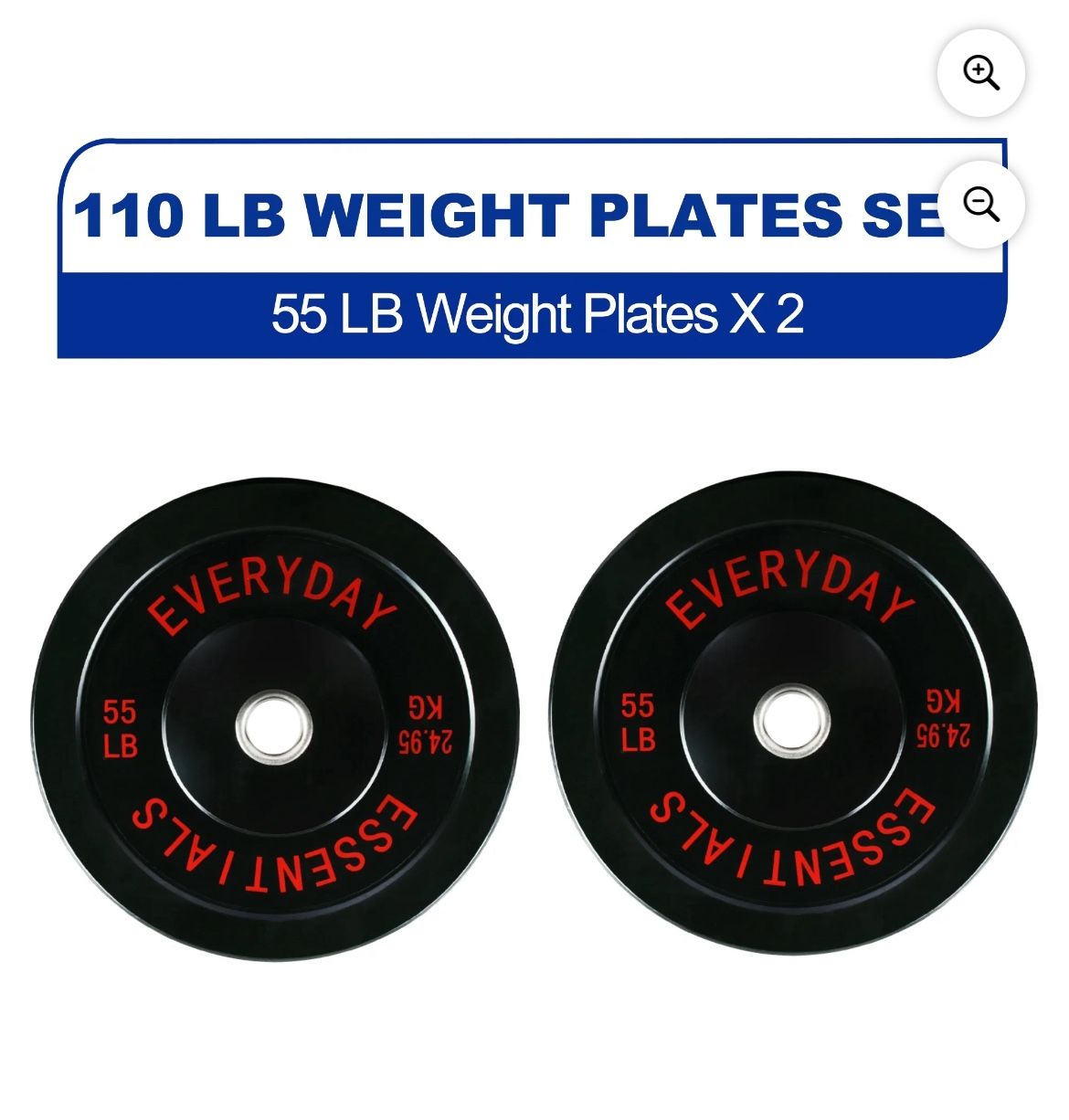 BalanceFrom Olympic Bumper Plate Weight Plate, 55 lbs Pair Black