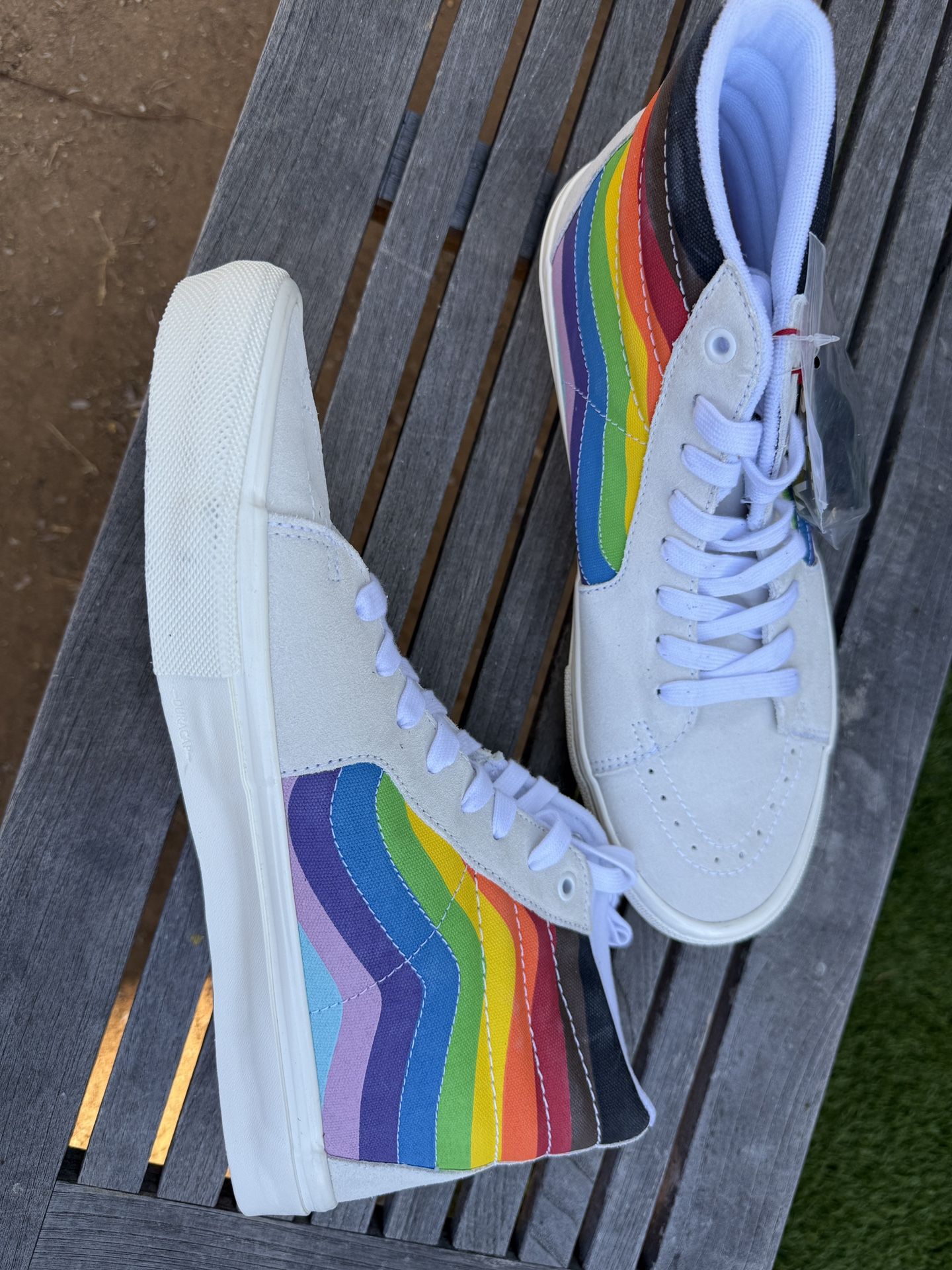 Vans Skate Sk8-Hi pride white NEW mens size 13