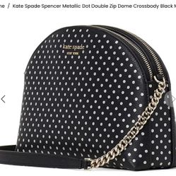 Kate Spade Spencer Metallic Dot Double Zip Dome Crossbody Black Mult