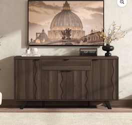 63" Mid Century Modern Storage Cabinet - Walnut