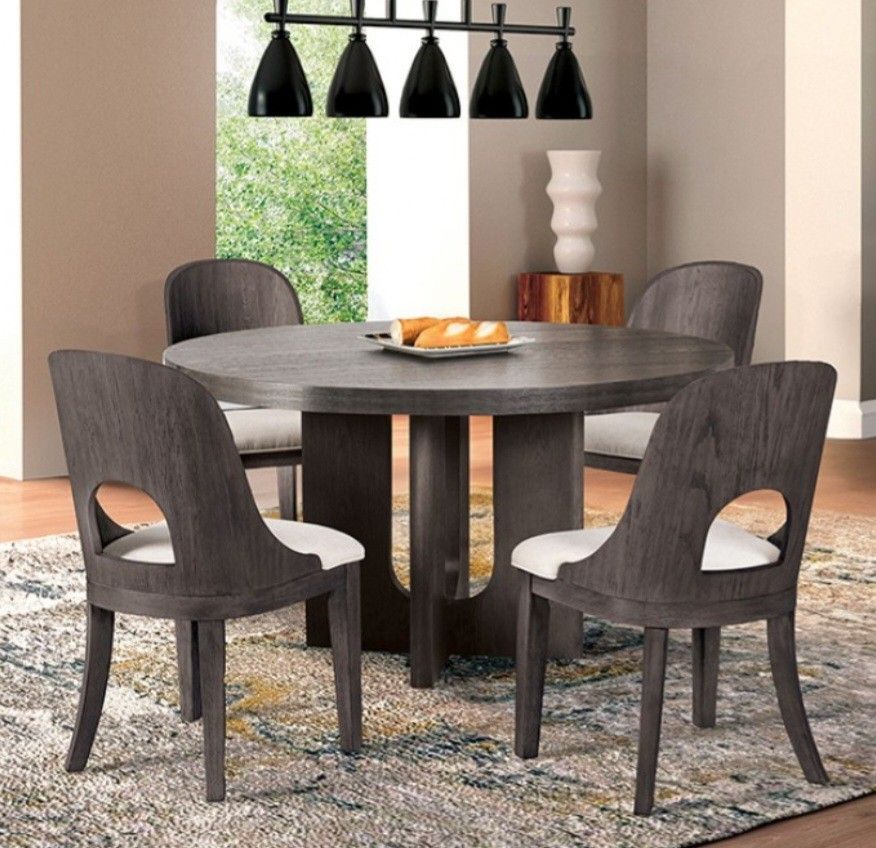 Brand New Ash Grey Modern Style 5pc Dining Table Set