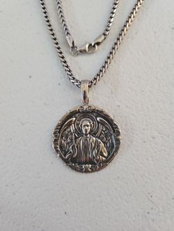 925 Silver Archangel Michael Pendant Necklace