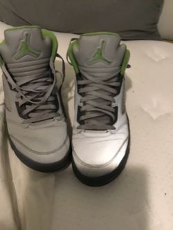 Air Jordan 5 Silver Green Bean Sneakers