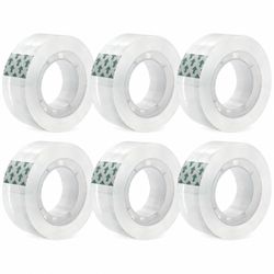 6 Rolls Transparent Tape Refills Rolls, Clear Tape, 1 in Core, 3/4 x 1